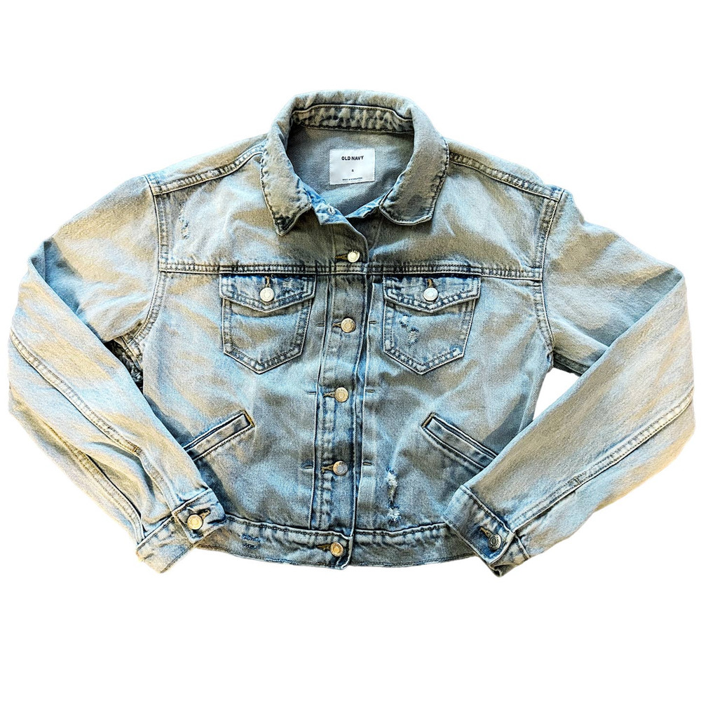 Old Navy Light Blue Denim Jacket Pockets Womens Size S